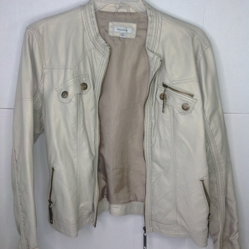 Gray Leather Blazer Bomber Jacket Dress Barn